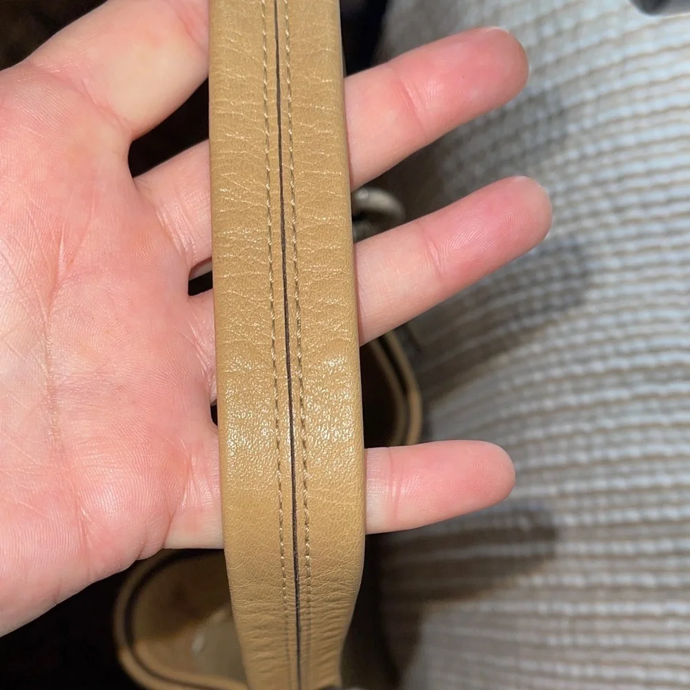 Coach Beige Leather Shoulder Bag with Long Strap Unique Coach Bag